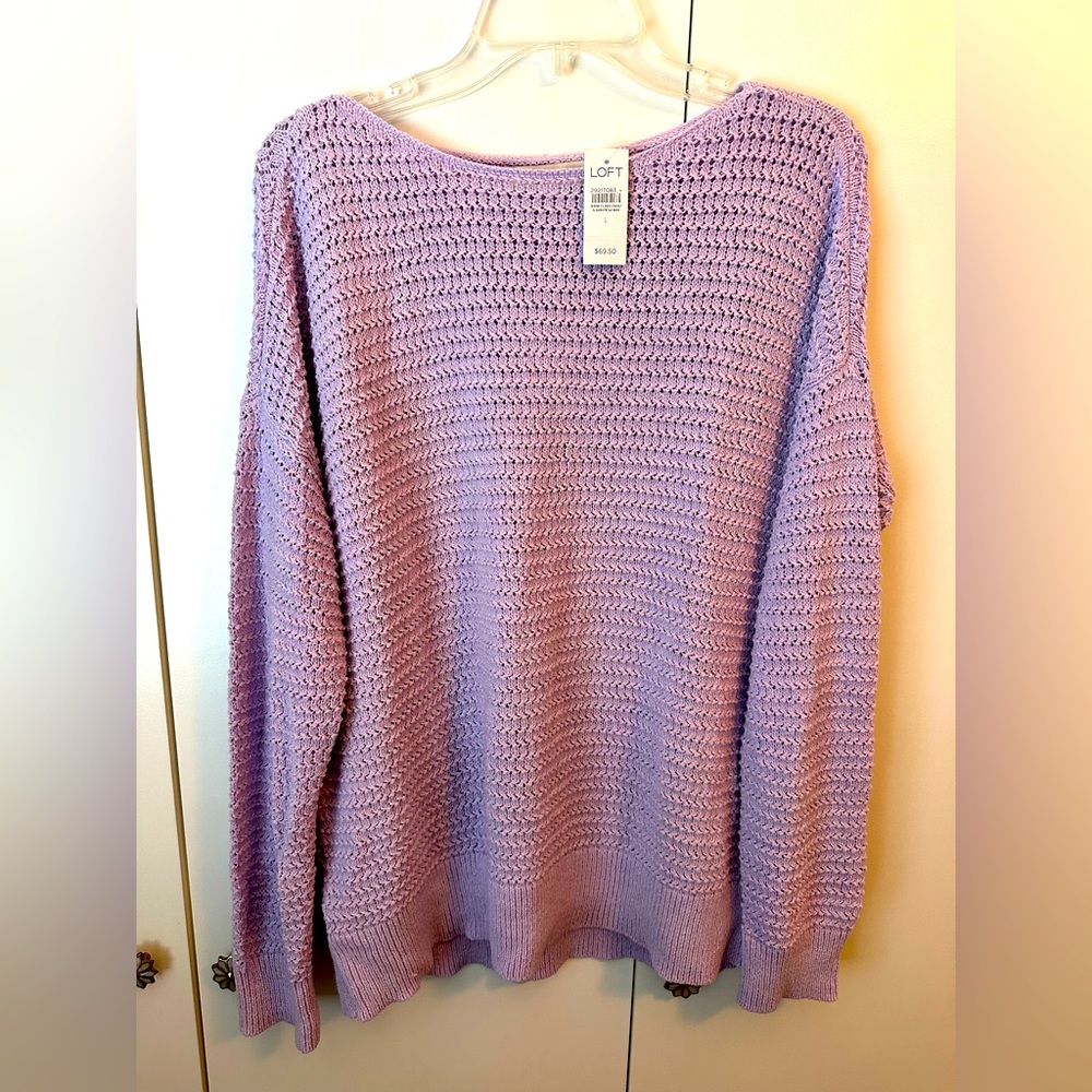 NWT Loft Lavender Knit Sweater -Size Large